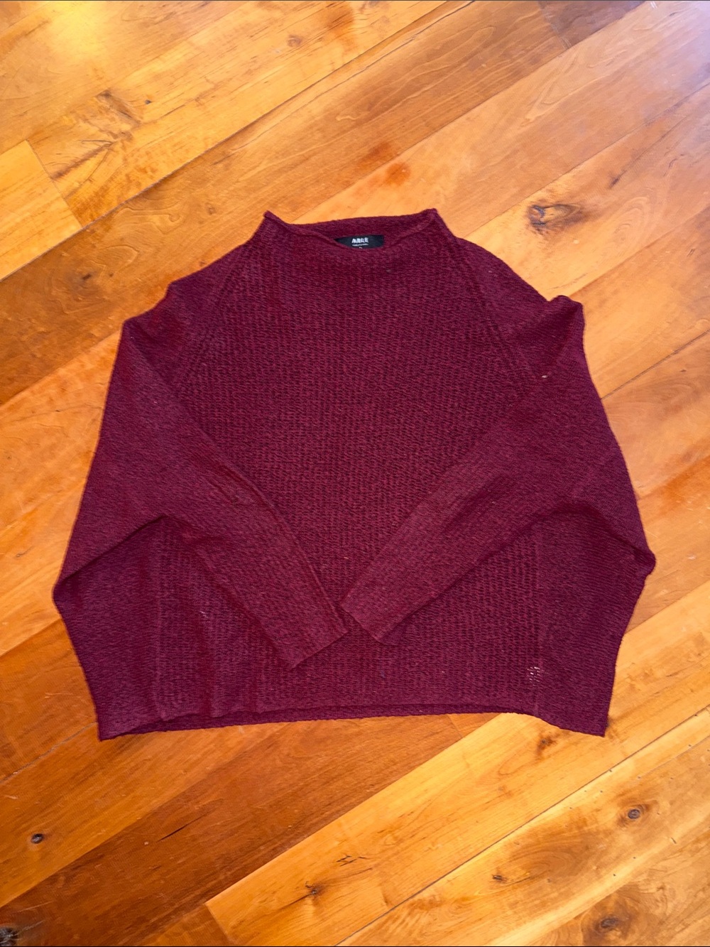 Able Wine Red Textured Crewneck Sweater